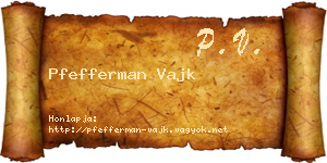 Pfefferman Vajk névjegykártya